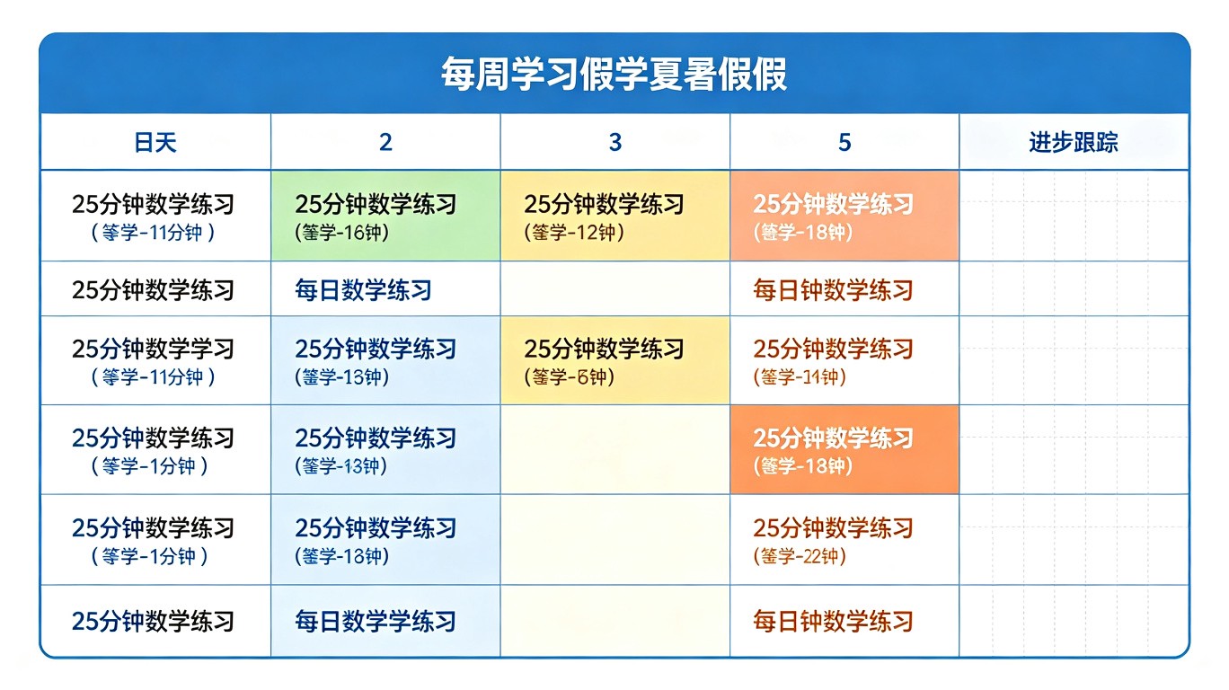暑假8周数学计划表