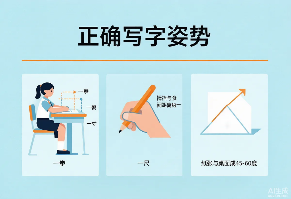 小学生写字姿势不对怎么纠正?勾腕抱笔歪头3类矫正方法 - 配图